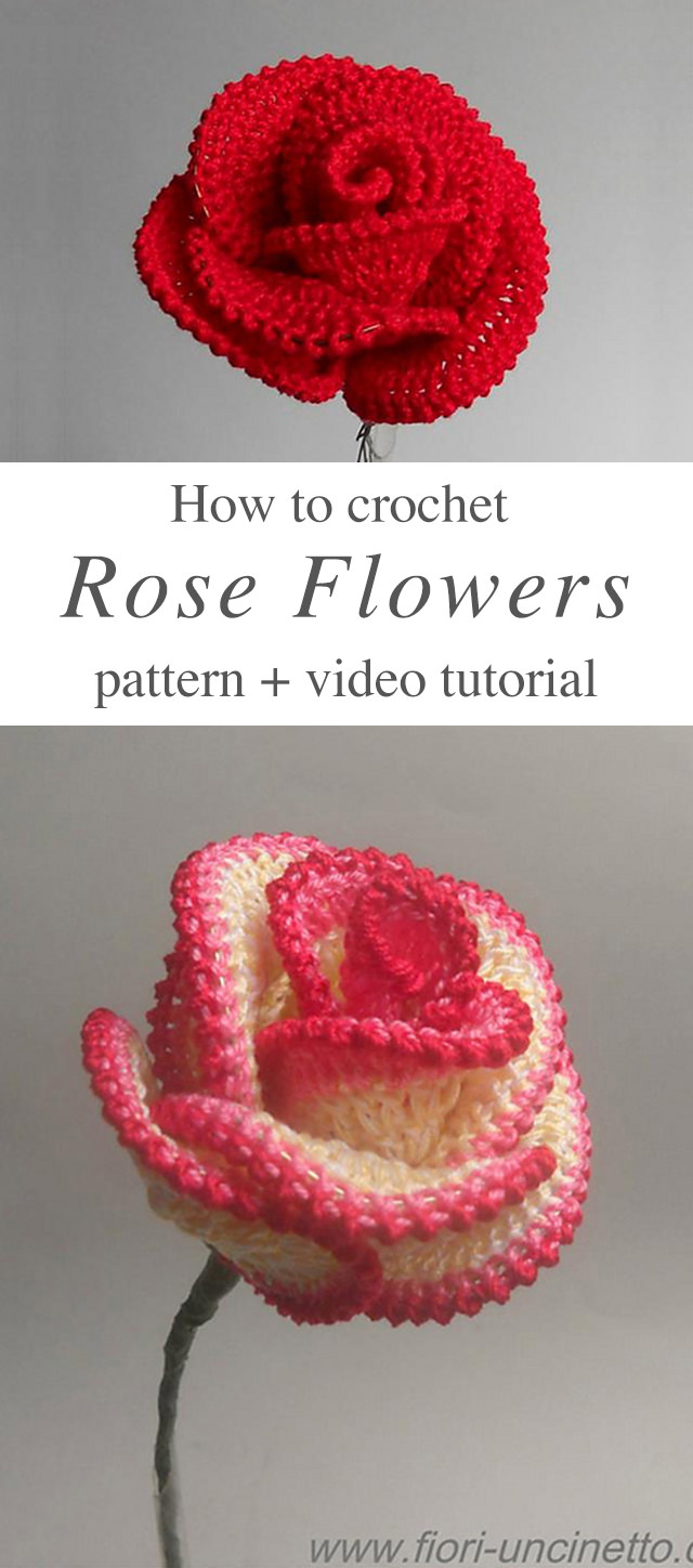 Rose Flower Crochet Free Pattern Video Tutorial