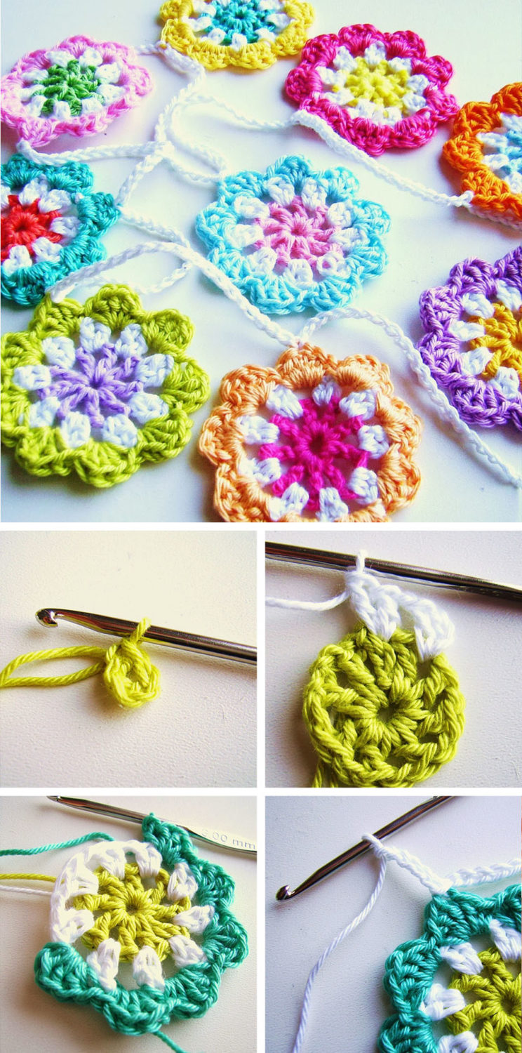 Mini Crochet Flowers Garland To Make CrochetBeja