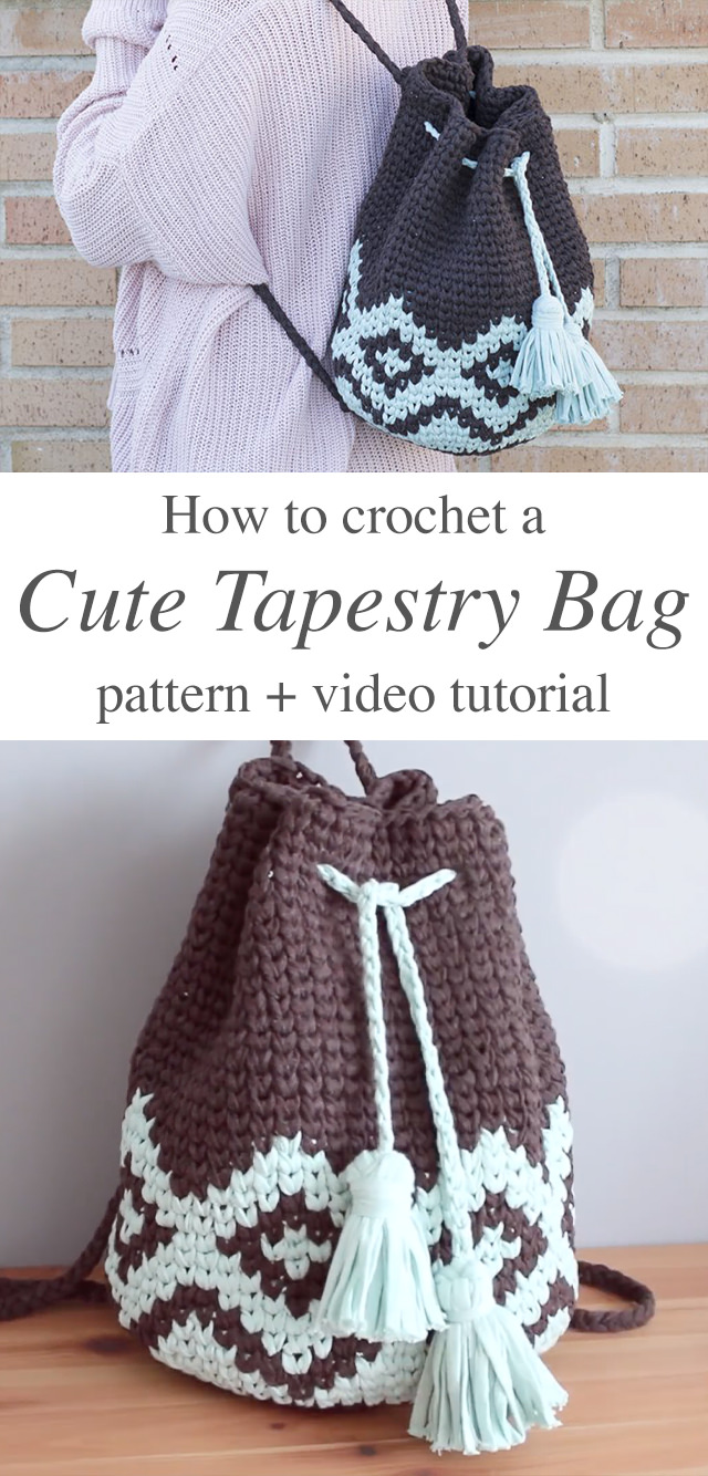 Tapestry Crochet Hearts Zipper Bag/ Crochet Pouch / Crochet 