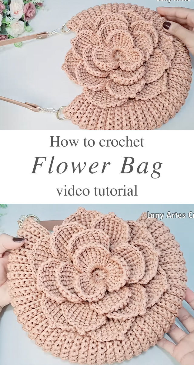 Tunisian Stitch Flower Crochet Bag - Learn how to create a stunning mega flower crochet bag using the Tunisian stitch in the Oreo model.