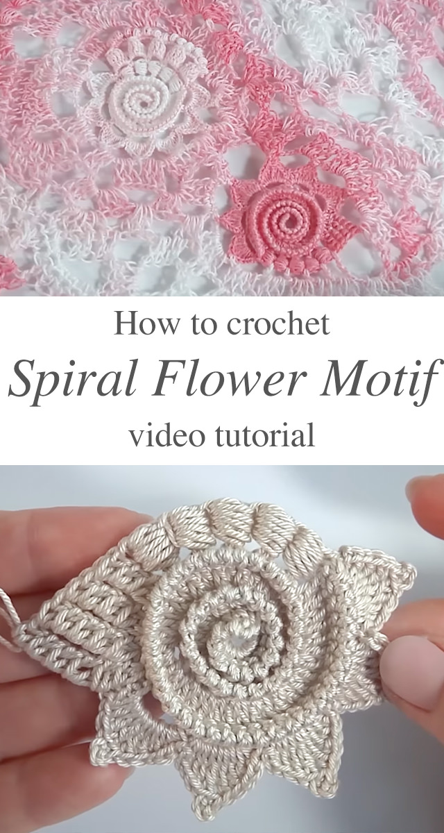 Crochet Spiral Flower Motif - The crochet spiral flower motif is a timeless design that adds an elegant and intricate touch to any project.