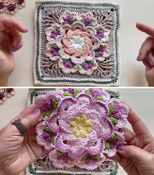 Crochet 3d Petal Granny Square Sided - The timeless appeal of the classic granny square has evolved with countless variations, and among the most breathtaking is the crochet 3D petal granny square.