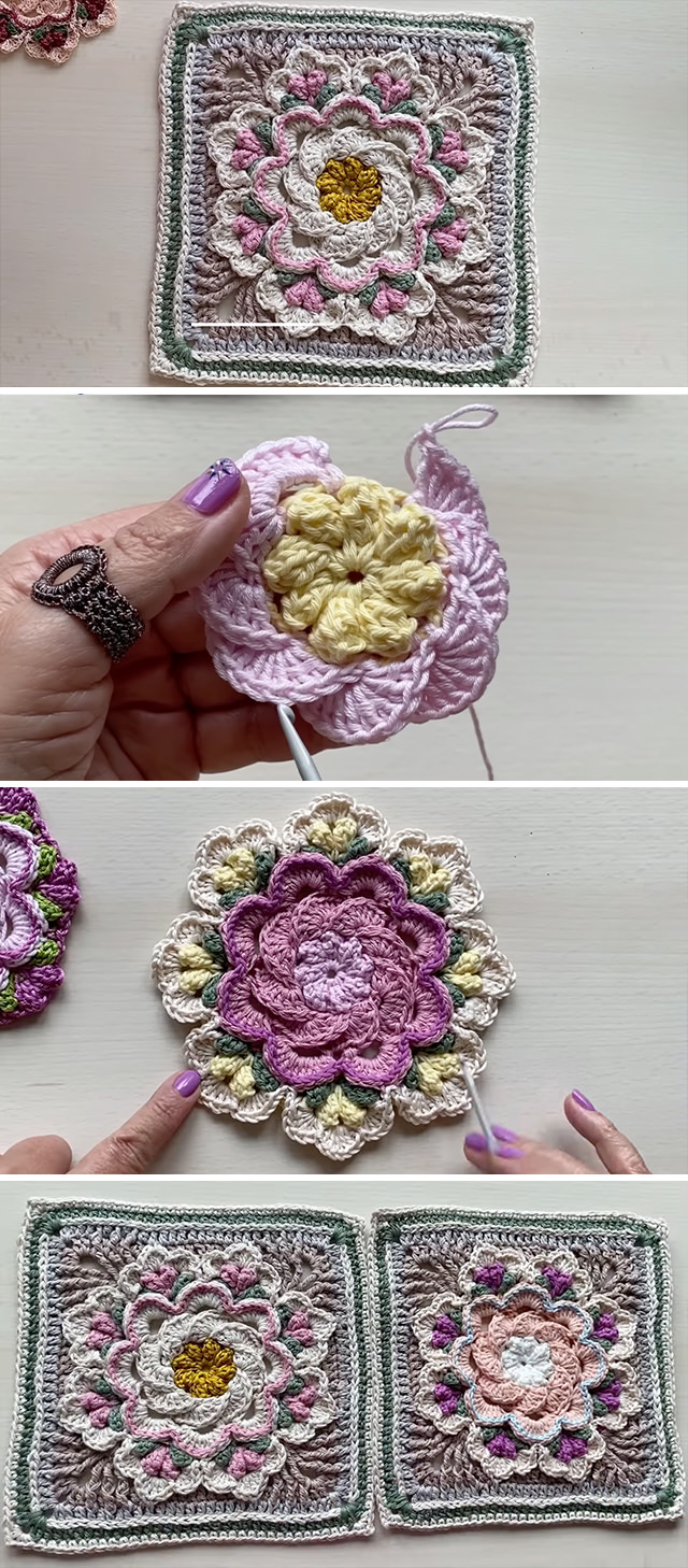 Crochet 3d Petal Granny Square Tutorial - The timeless appeal of the classic granny square has evolved with countless variations, and among the most breathtaking is the crochet 3D petal granny square.