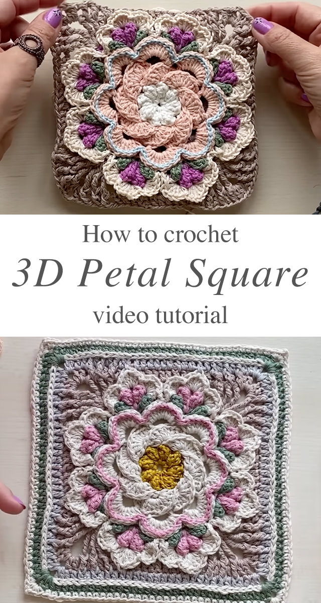 Crochet 3d Petal Granny Square - The timeless appeal of the classic granny square has evolved with countless variations, and among the most breathtaking is the crochet 3D petal granny square.