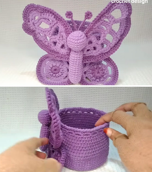 Crochet Butterfly Basket Sided - The world of crochet is full of delightful possibilities, and the crochet butterfly basket is a shining example of creativity taking flight.