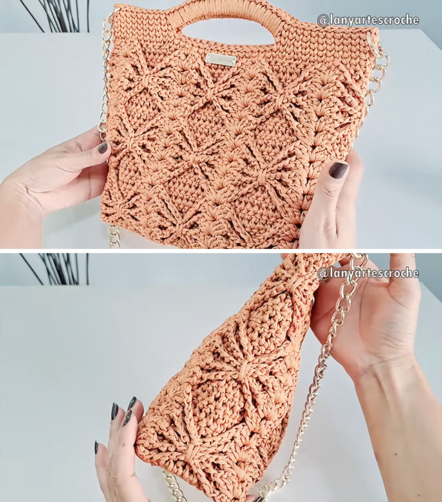 Crochet Diamond Stitch Bag Sided - The crochet diamond stitch bag is a stunning project that blends elegance and practicality.