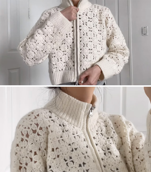 Crochet Fleur Cardigan Sided - If you're looking to add a stylish and elegant handmade garment to your wardrobe, look no further than the crochet fleur cardigan.